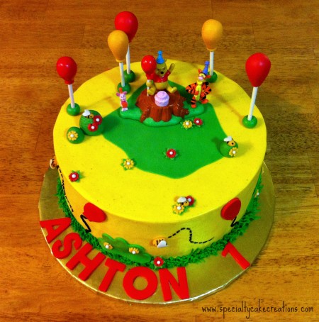 Winnie the Pooh First Birthday Cake with Smash Cake - Specialty Cake ...