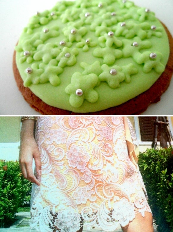 Cookies Glazed with Green Lace