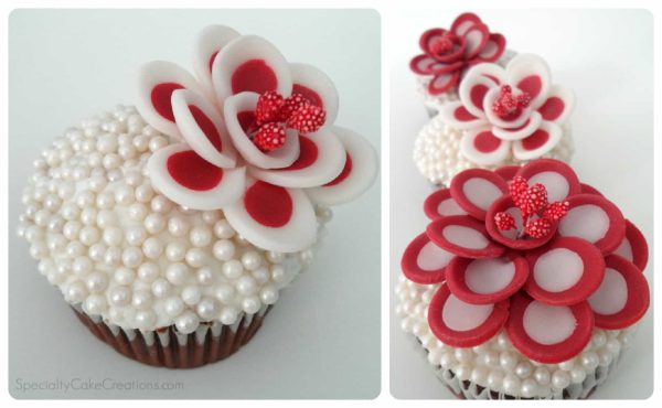 Red and White Flower Toppers