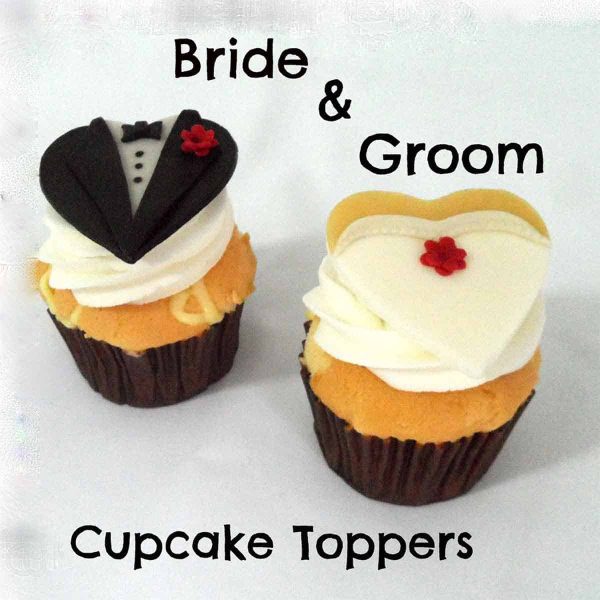 Side-by-side Bride and Groom Cupcakes Tutorial